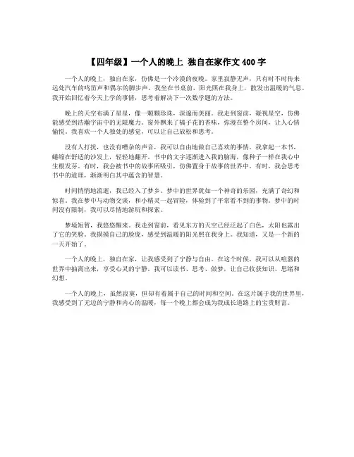 【四年级】一个人的晚上 独自在家作文400字