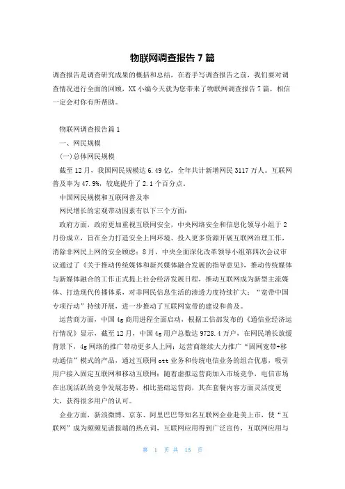 物联网调查报告7篇