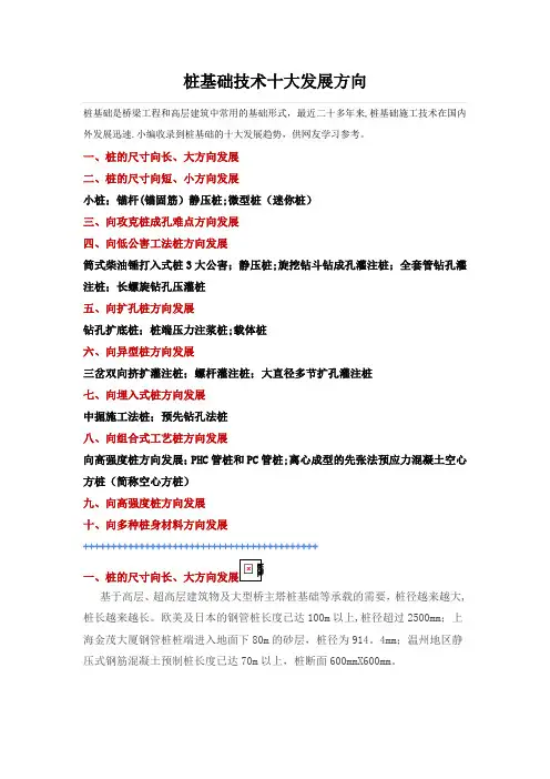 桩基础技术十大发展方向