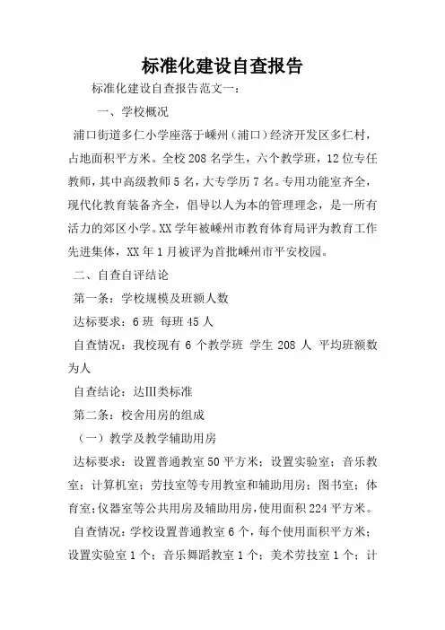 标准化建设自查报告