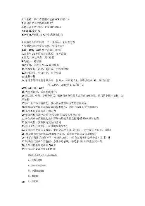 19年公共卫生中级真题回忆版