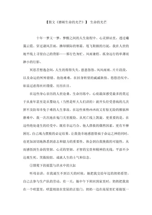 散文《磨砺生命的光芒》生命的光芒
