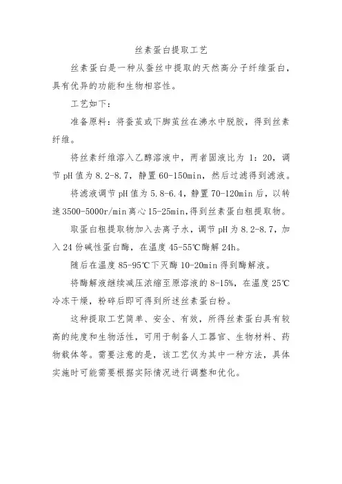 丝素蛋白提取工艺