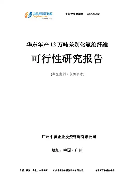 年产12万吨差别化氨纶纤维可行性研究报告-广州中撰咨询