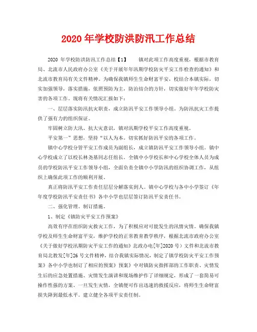 2020年学校防洪防汛工作总结