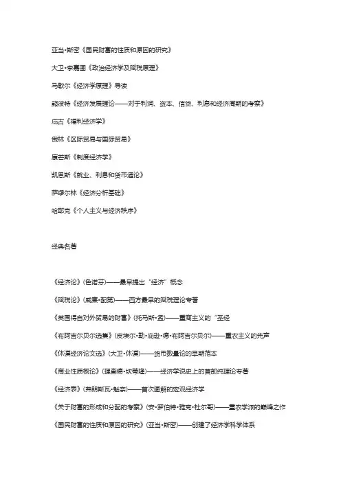 经济学经典著作