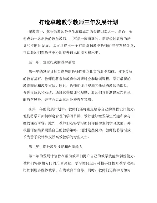 打造卓越教学教师三年发展计划