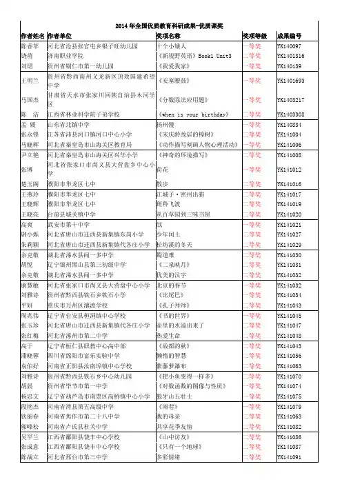 全国优质教育科研成果优质课奖