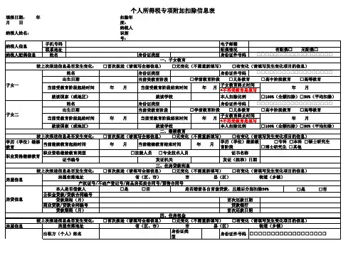 个人所得税专项附加扣除信息表EXCEL版本