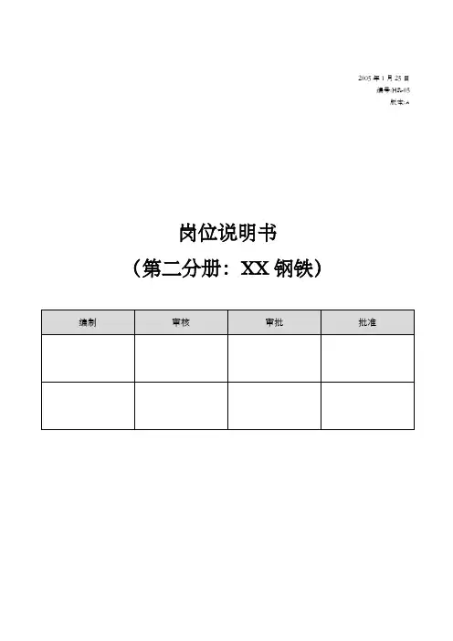 钢铁企业钢铁公司岗位说明书