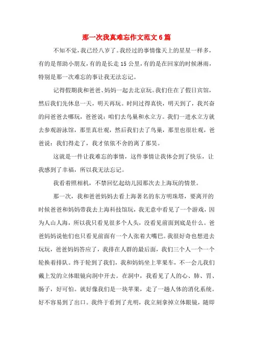 那一次我真难忘作文范文6篇