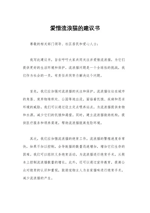爱惜流浪猫的建议书