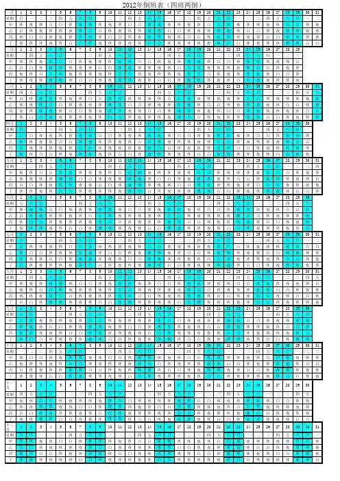 2013倒班表
