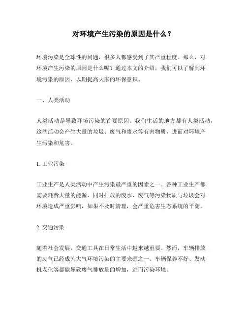对环境产生污染的原因是什么？