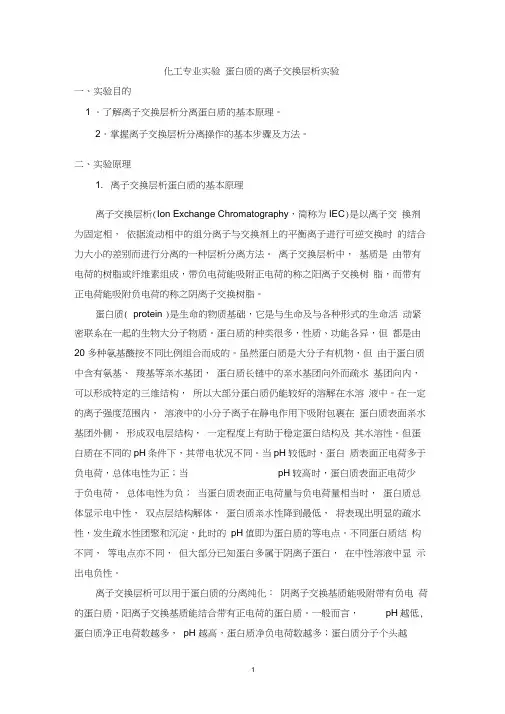 化工专业实验-蛋白质的离子交换层析分离实验-2013