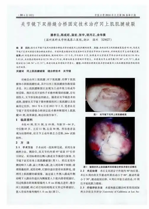 关节镜下双排缝合桥固定技术治疗冈上肌肌腱破裂