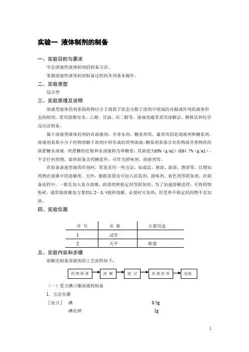 药剂学实验指导