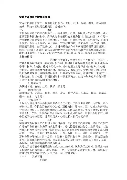 室内设计常用的材料有哪些