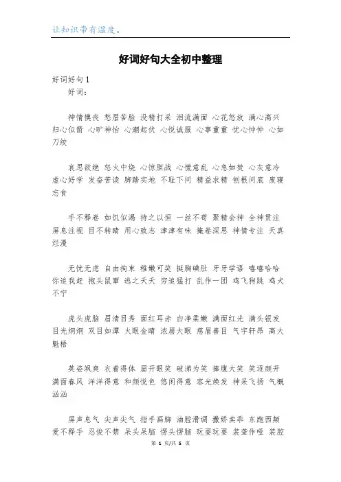 好词好句大全初中整理