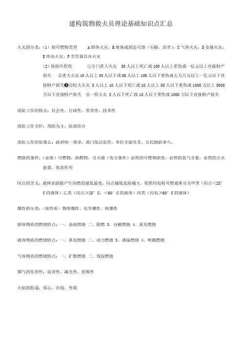 建构筑物救火员理论基础知识点汇总