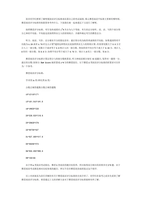 雅思阅读评分标准详解