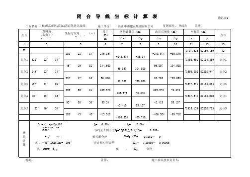 导线点复测记录(闭合+附合)