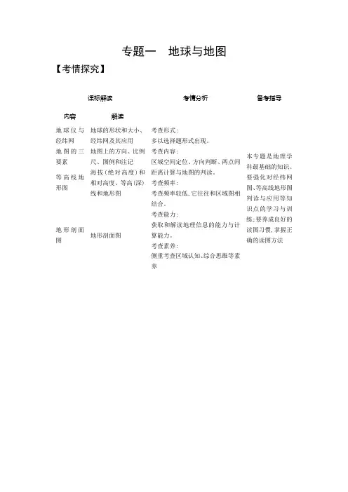 2021年广东高考地理复习练习讲义：专题一 地球与地图