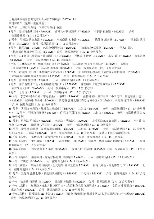 上海药明康德新药开发有限公司班车路线表