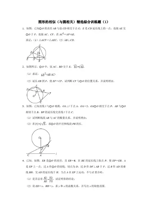 图形的相似(与圆相关)精选综合训练题(1)