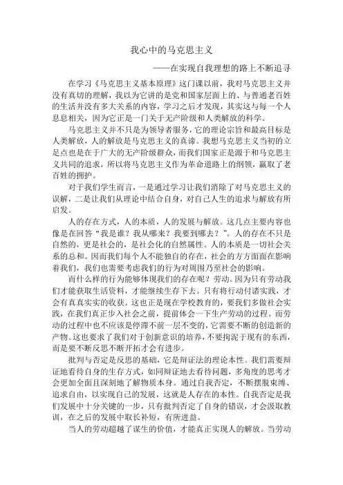 马克思基本主义原理作业感悟——我心中的马克思主义