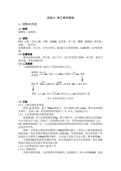 实验六、香兰素的提取