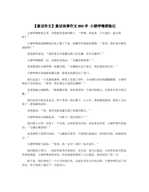 【童话作文】童话故事作文800字 小猪呼噜探险记