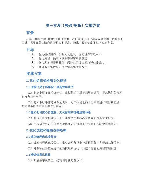 第三阶段(整改 提高)实施方案