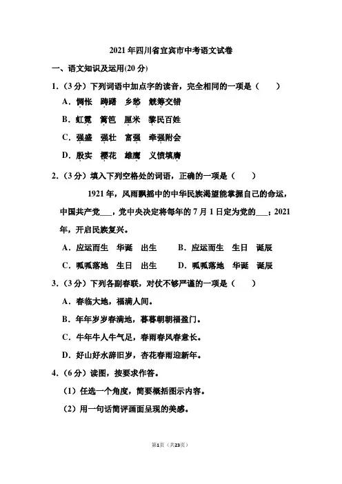 2021年四川省宜宾市中考语文试卷(含答案)