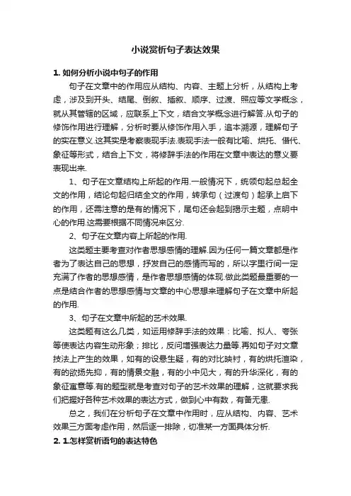 小说赏析句子表达效果