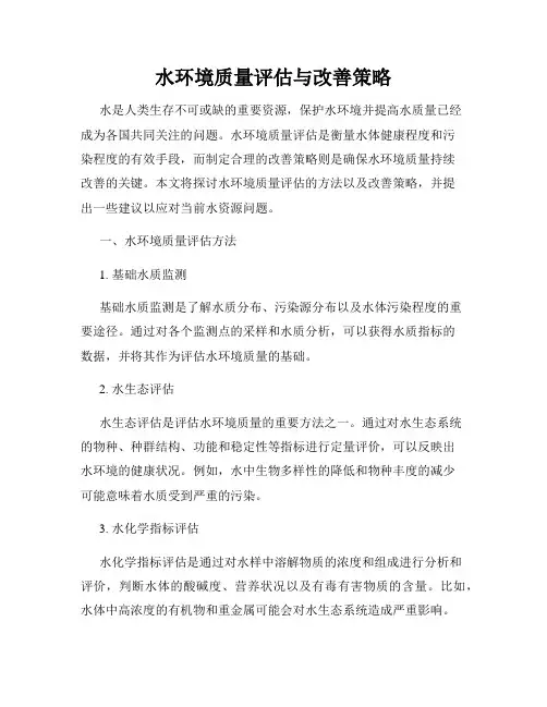 水环境质量评估与改善策略