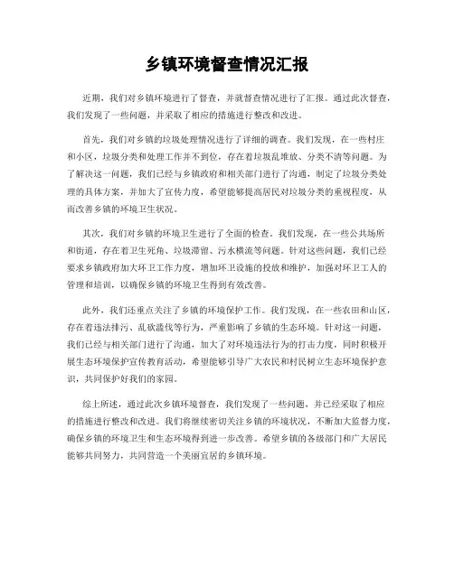 乡镇环境督查情况汇报