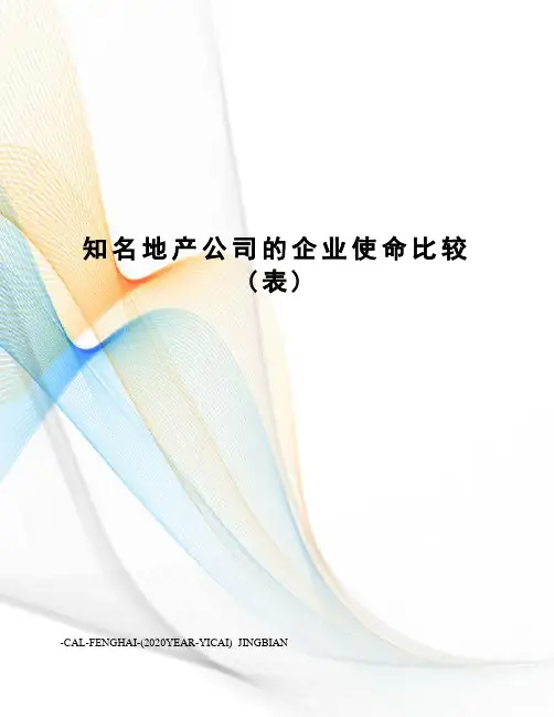 知名地产公司的企业使命比较(表)