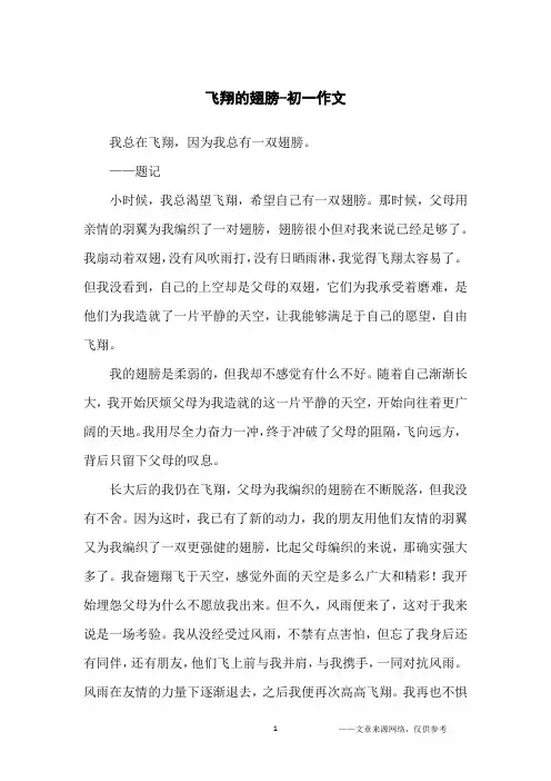 飞翔的翅膀-初一作文