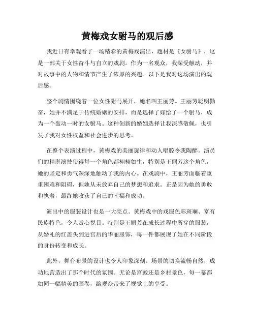 黄梅戏女驸马的观后感