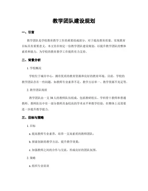 教学团队建设规划