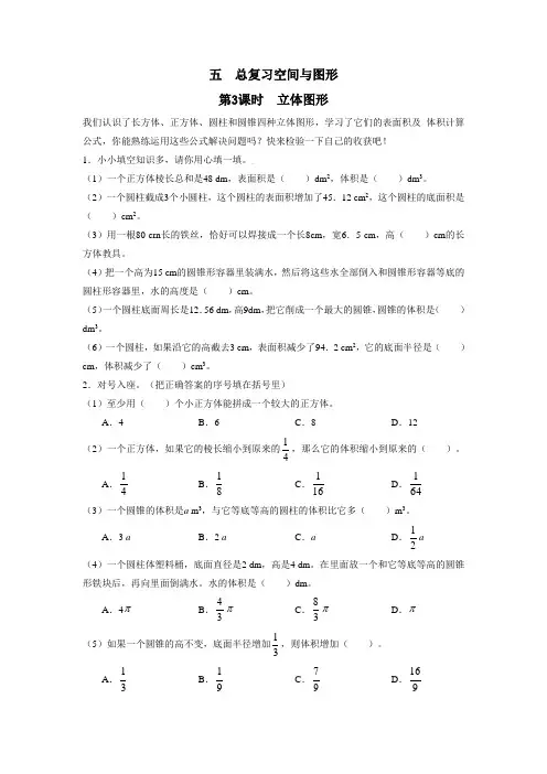 青岛版六年级下册——专题复习训练卷(空间与图形三)