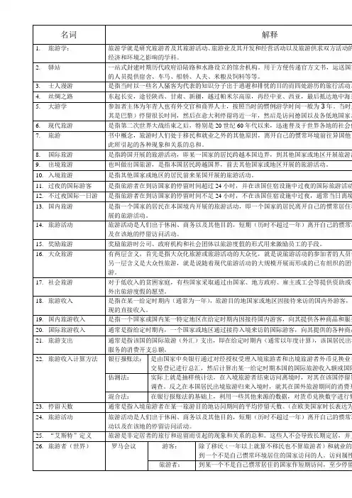 旅游学概论名词解释