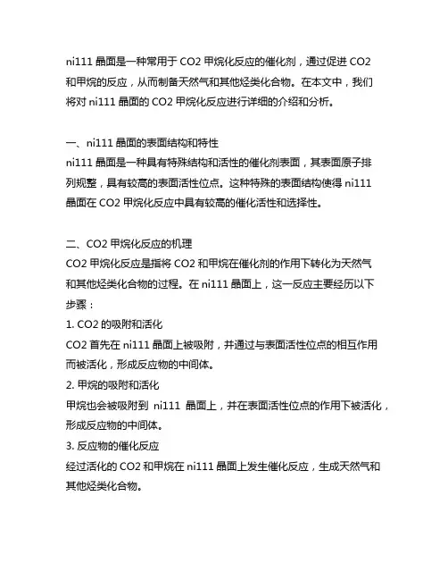 ni111晶面的co2甲烷化反应