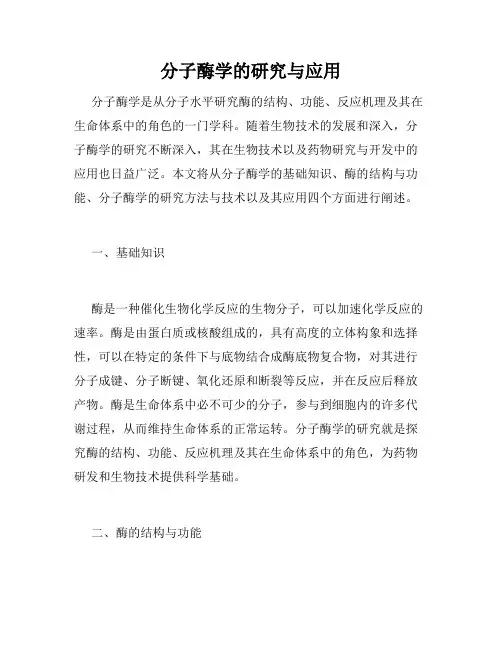 分子酶学的研究与应用