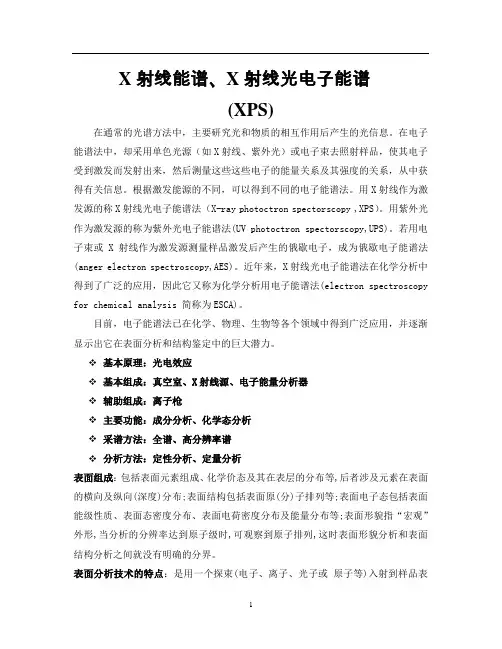 X射线能谱、X射线光电子能谱(XPS)