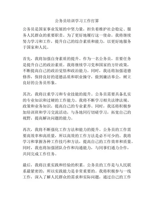 公务员培训学习工作打算