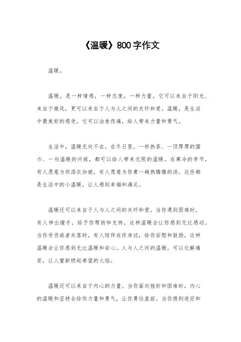 《温暖》800字作文