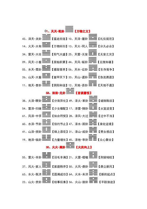 易经64卦换位速记法