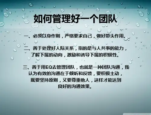 如何管理好一个团队 2